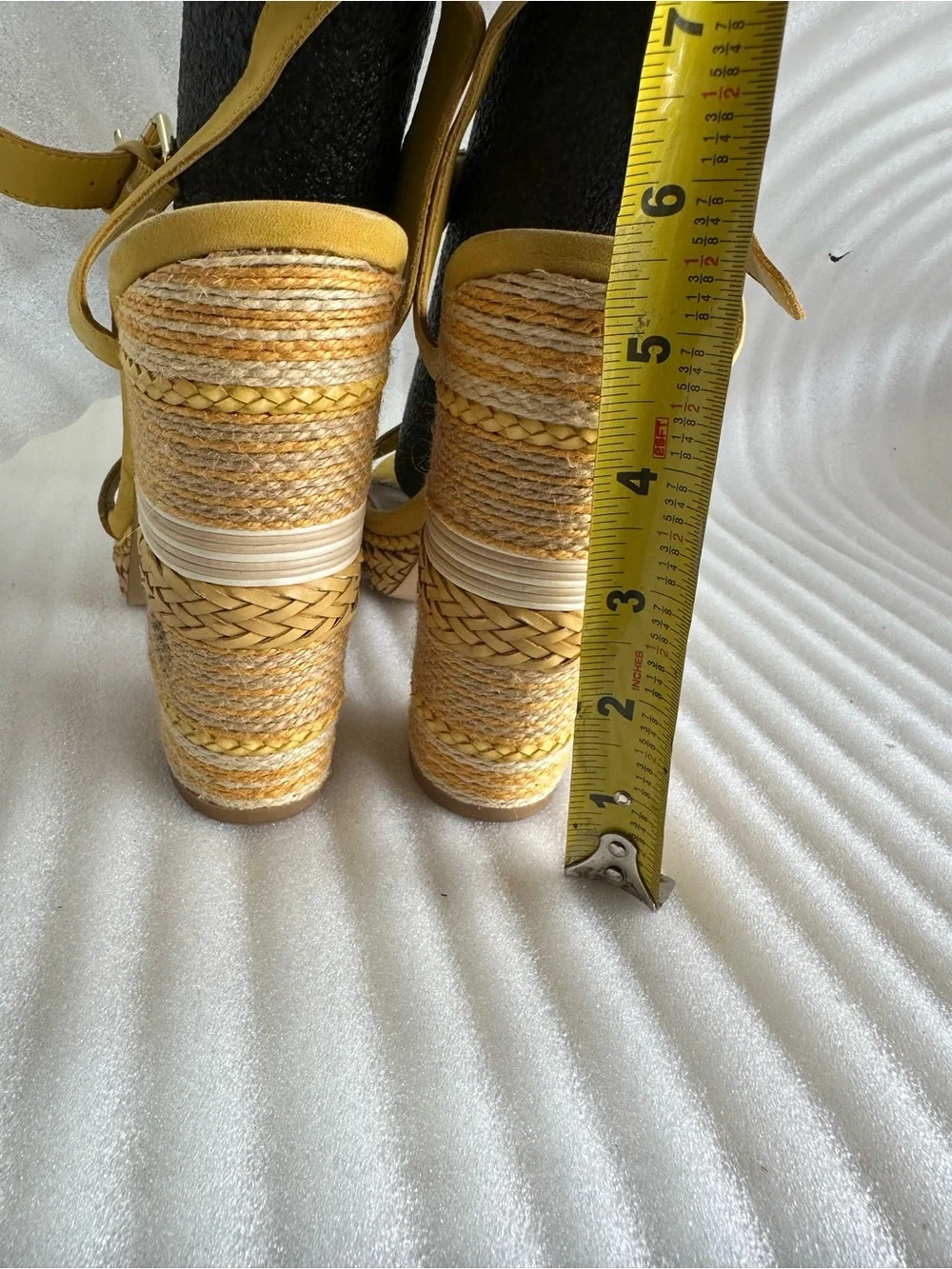 Aldo Mustard Yellow Wedge Espadrille Sandals with Ankle Strap